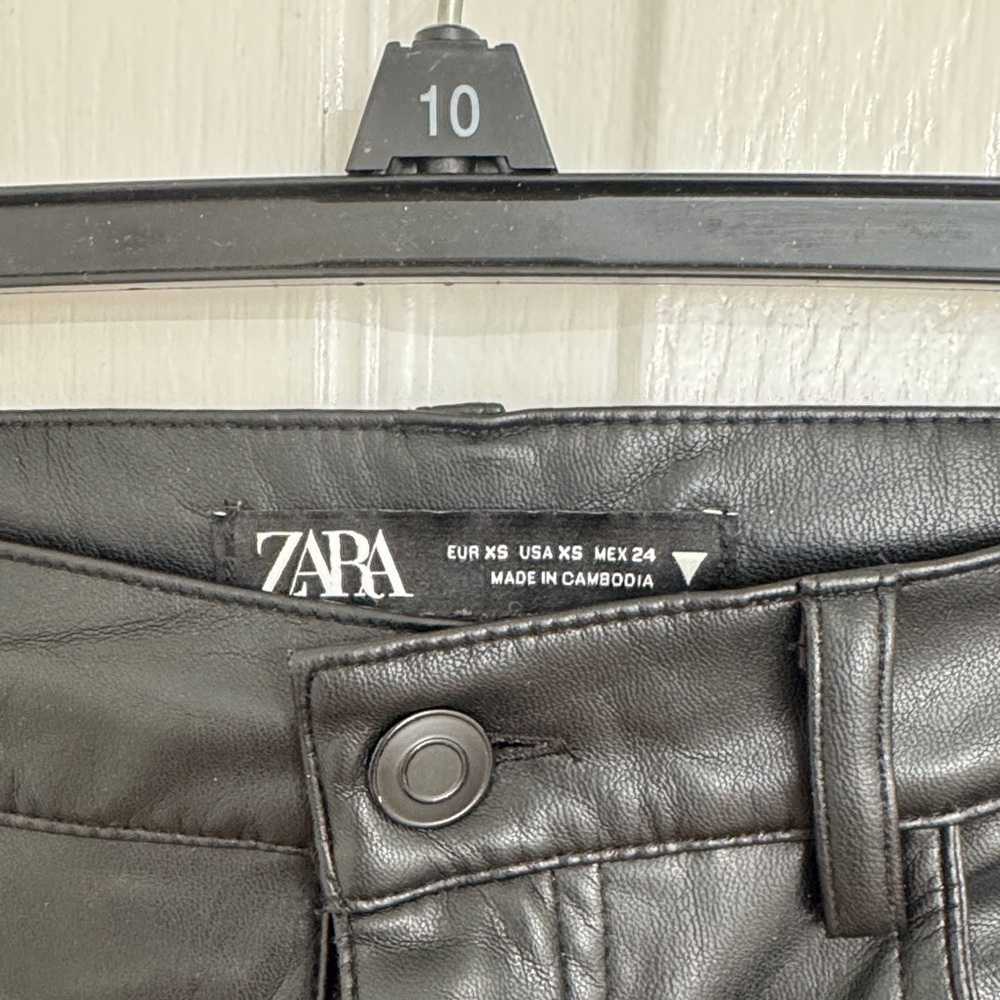 Zara Jet Black Leather Trousers